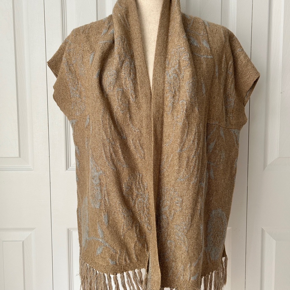 Tan and Gray Fringe Cardigan